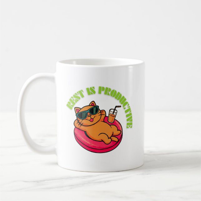 Rest Is Productive Cat Mug for Self Care Kaffemugg (Vänster)