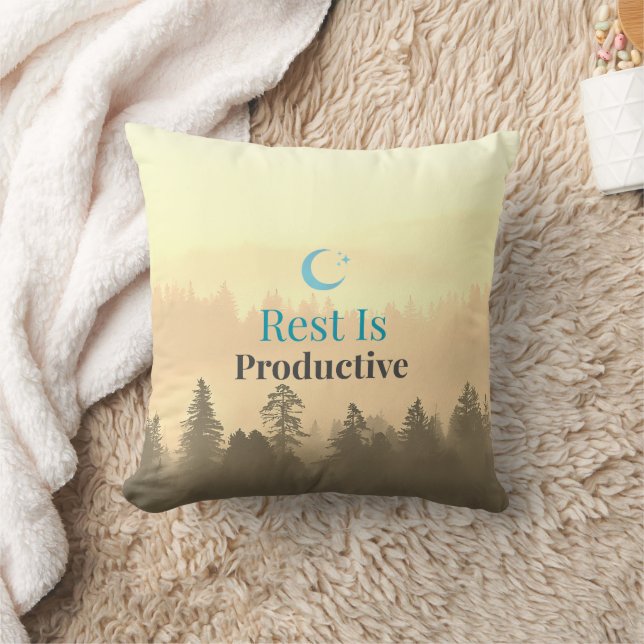 Rest Is Productive Motivational Quote Pillow Kudde (Filt)