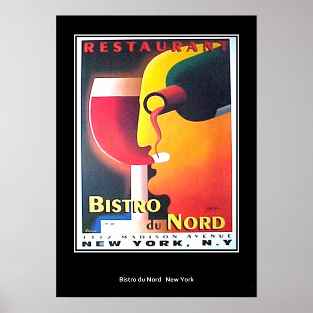 Restaurang Bistro Du Nord New York art décoaffisch Poster (Framsidan)