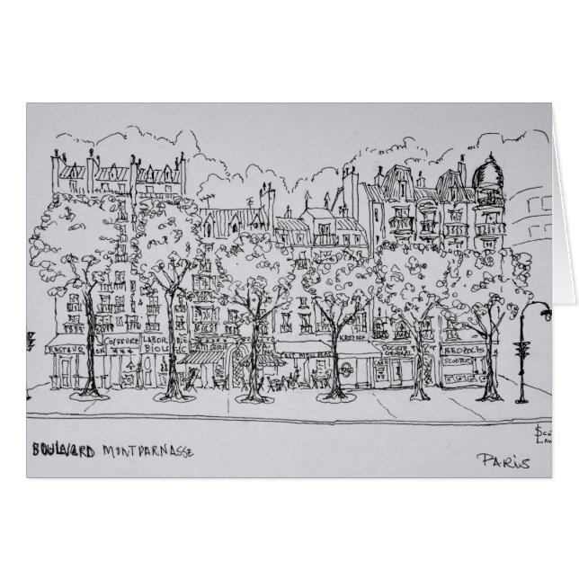 Restaurang Boulevard Montparnasse | Paris, Frankri Hälsningskort (Framsidan Horizontal)