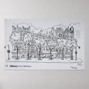 Restaurang Boulevard Montparnasse Paris, Frankri Poster
