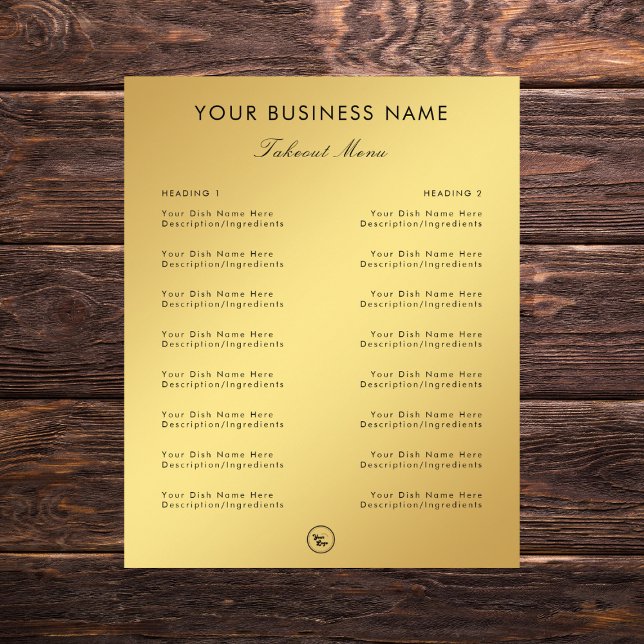 Restaurang Cafe Take Away Meny & Logo i guldgradie (Skapare uppladdad)