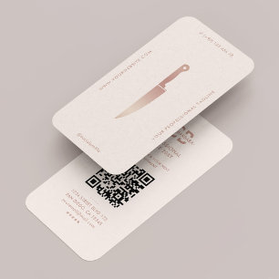 Restaurang Chef Knivar Pastel Rosa Elegant Modern Visitkort