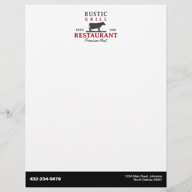 Restaurang eller annan verksamhet brevhuvud (Framsida)