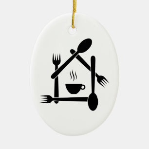restaurang eller en cafe julgransprydnad keramik