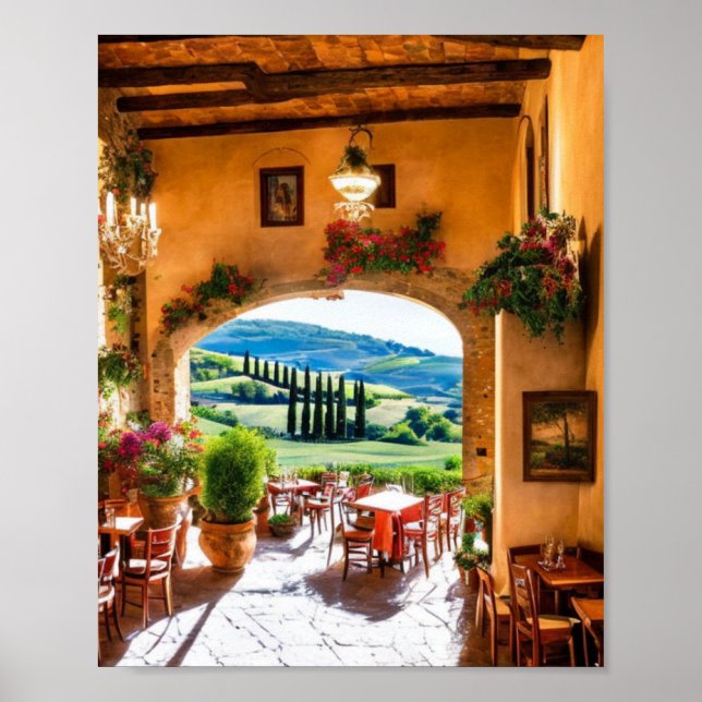 Restaurang i Toscana Wall Art Poster (Framsidan)