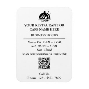 Restaurang Kafe QR Kontakt Öppettider Magnet