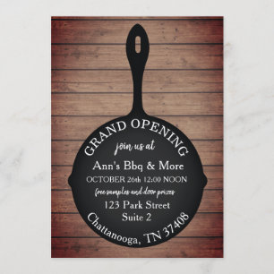 Restaurang Open Grand Open Rustic Skillet Inbjudningar