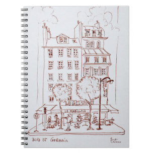Restaurang på Boulevard Saint-Germain, Paris Anteckningsbok Med Spiral