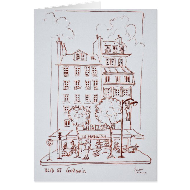 Restaurang på Boulevard| Saint-Germain, Paris Hälsningskort (Framsidan)