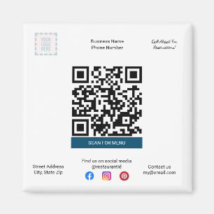 Restaurang & Pizza Shop Magnet med menyns QR-kod