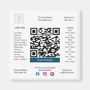 Restaurang & Pizza Shop Magnet med menyns QR-kod