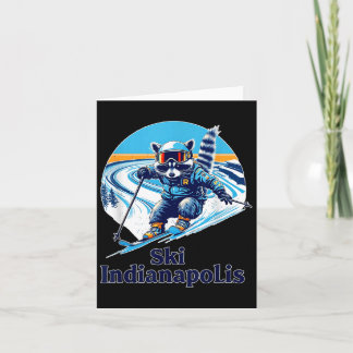 Restaurang Retro Tvättbjörn Skidåkning I Indianapo Kort