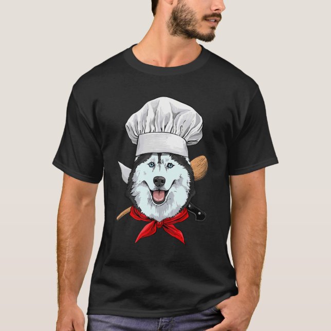 Restaurang Siberian husky Chef Cook Cooking Hund T Shirt (Framsida)