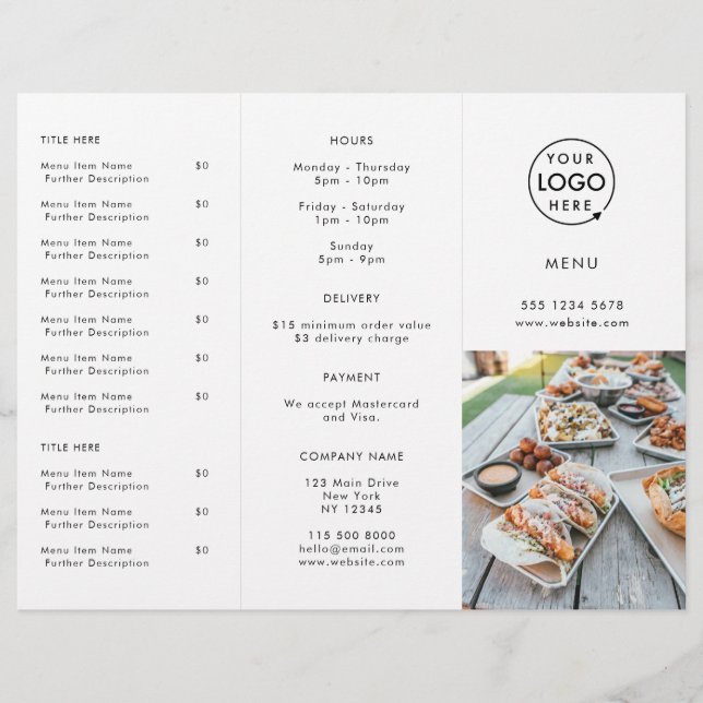 Restaurang som tagits ut | Modern fotovägmeny (Framsida)