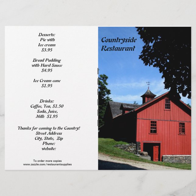 Restaurang Supplies, Landsside Menu, Anpassa! (Framsida)