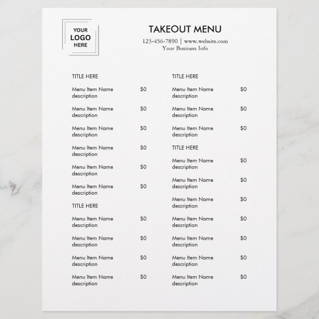 Restaurang Takeout | Minimalistisk logotyp Caterin Reklamblad (Framsidan)