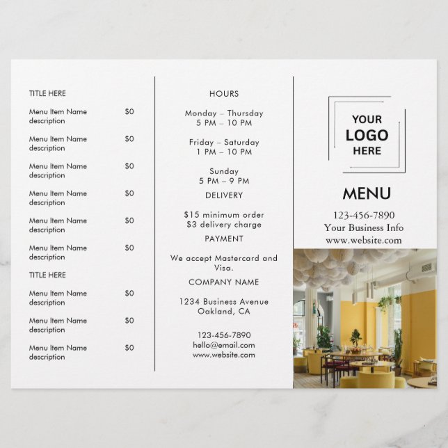 Restaurang Takeout | Modern Foto Anpassningsbar Ta (Framsida)