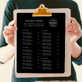 Restaurang Takeout | Svart Logotyp Takeaway-meny Reklamblad