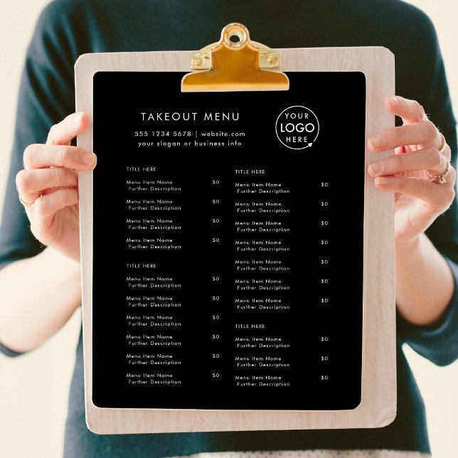 Restaurang Takeout | Svart Logotyp Takeaway-meny Reklamblad (Skapare uppladdad)