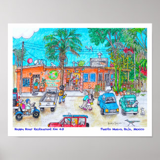 Restaurangant lycklig poster