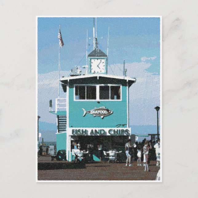 Restaurangen Teckning i Fiske och Chip Vykort (Framsida)