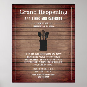 Restauranger Grand Reöppning Covid Safety Rustic Poster