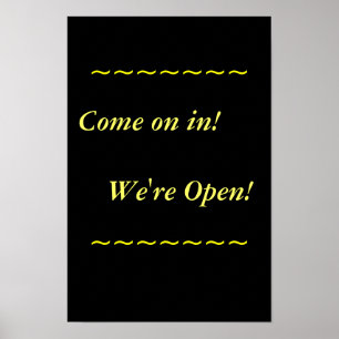 Restauranger, Open Sign, Black och Guld Poster