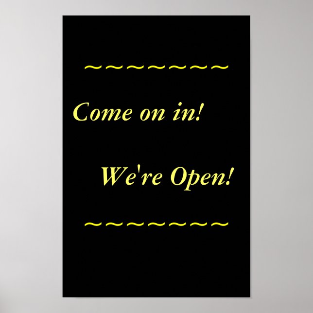 Restauranger, Open Sign, Black och Guld Poster (Framsidan)