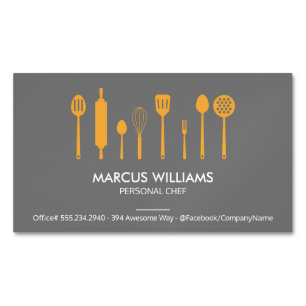 Restauranger Utensils Chef Magnetiska Visitkort