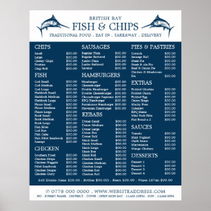 Restaurangmeny för fisk och Chip Poster