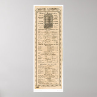 Restaurangmeny för gruvarbetare (1083A) Poster