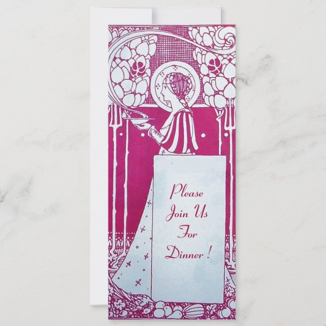 RESTAURANGMENY MONOGRAM Rosa Vit Middag, Brunch Inbjudningar (Framsida)