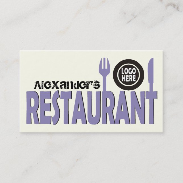 Restaurangplåt, lavender svart elfenben visitkort (Framsida)