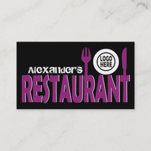 Restaurangplåt, lila, svart vit visitkort