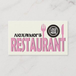 Restaurangplåt, rosa, svart vit visitkort