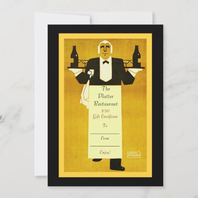 Restaurant/Bistro/Middag ~ Gift-certifikat (Framsida)