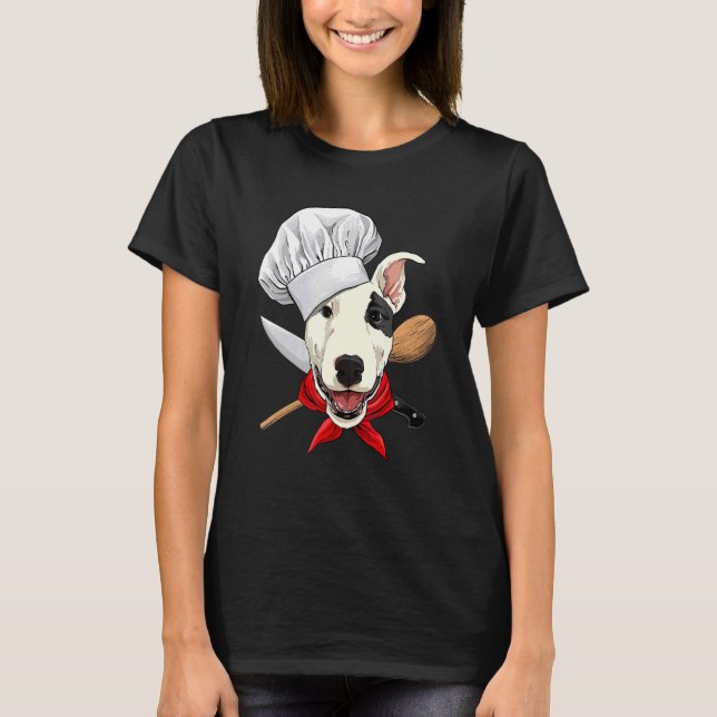 Restaurant Bull Terrier Chef Cook Kitchen Cooking T Shirt (Framsida)