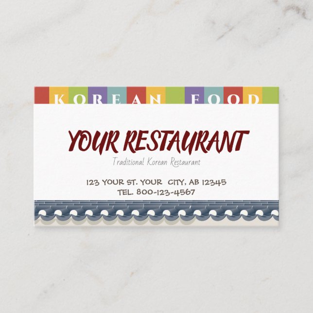 Restaurant Business Card Korean Restaurant Visitkort (Framsida)