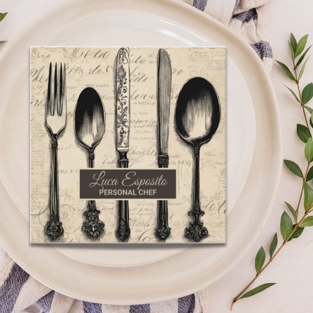 Restaurant Caterer Personal Chef för Cateringen fö Fyrkantigt Visitkort (Skapare uppladdad)