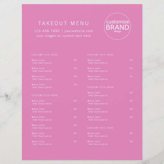 Restaurant Catering Rosa Berry Logotyp Menu (Framsida)