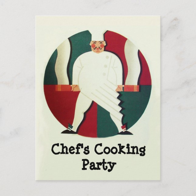 RESTAURANT CHEF'S COOKING PARTY Culinary Recipe Inbjudan Vykort (Framsida)