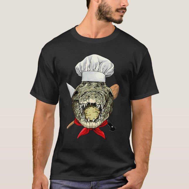 Restaurant Crokodile Chef Kitchen Cook Culinary Al T Shirt (Framsida)