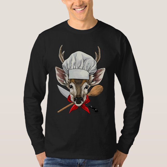 Restaurant Deer Chef Kitchen Cook Culinary Animal  T Shirt (Framsida)