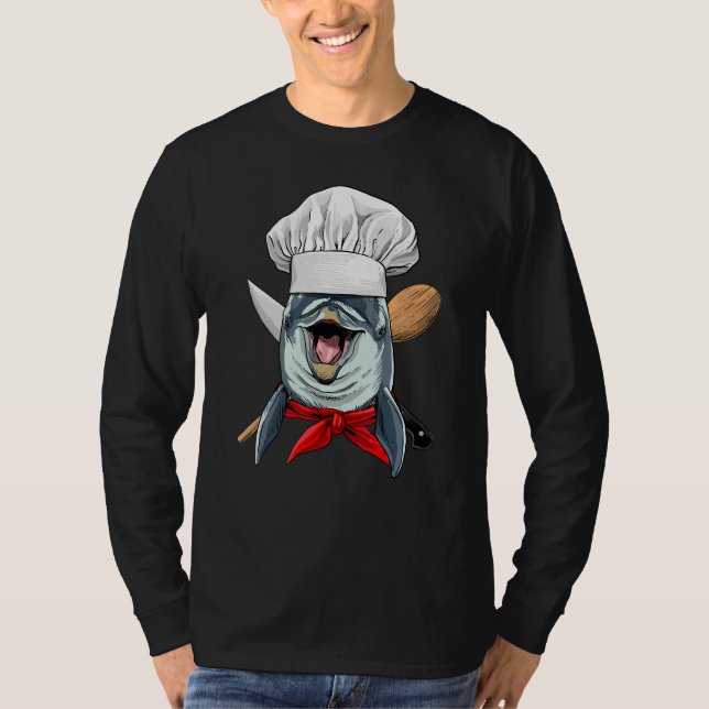Restaurant Dolphin Chef Kitchen Cook Culinary Cook T Shirt (Framsida)