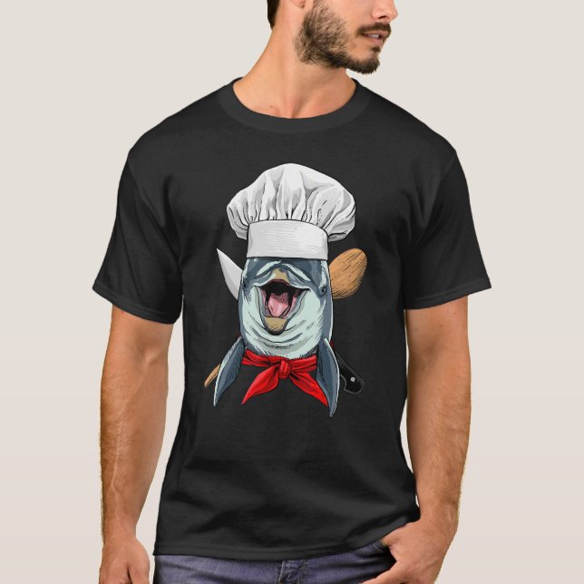 Restaurant Dolphin Chef Kitchen Cook Culinary Cook T Shirt (Framsida)