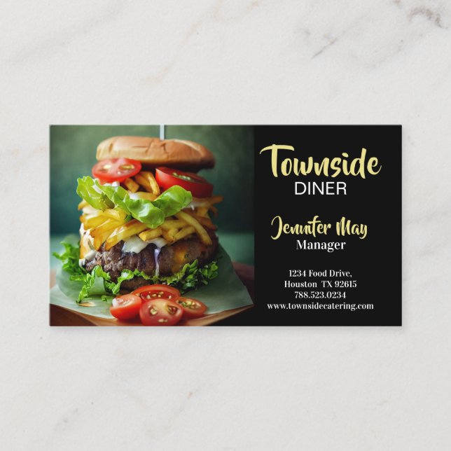 Restaurant för Food Middag Beef Burger Visitkort (Framsida)