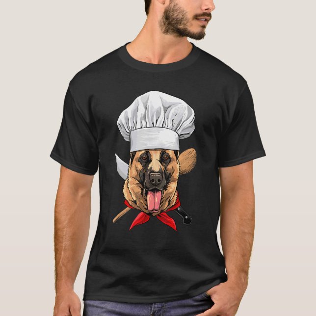 Restaurant German Shepherd Chef Cook Kitchen Cooki T Shirt (Framsida)