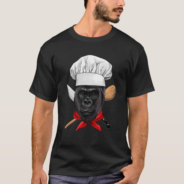 Restaurant Gorilla Chef Kitchen Cook Culinary Cook T Shirt (Framsida)