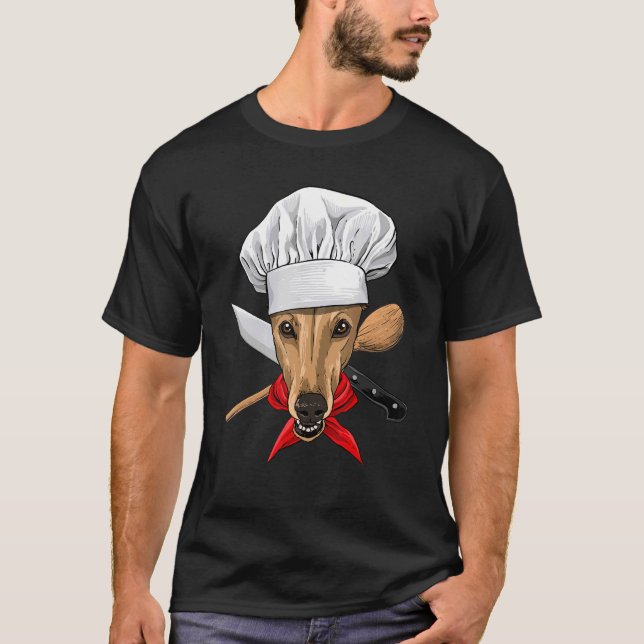 Restaurant Greyhound Chef Cook Cooking Pet Hund T Shirt (Framsida)